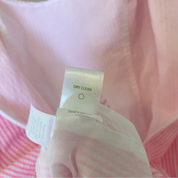 Lilly Pulitzer Pink & White Stripe Seersucker Dress With Ruffle Straps Size 4 - Picture 6 of 7